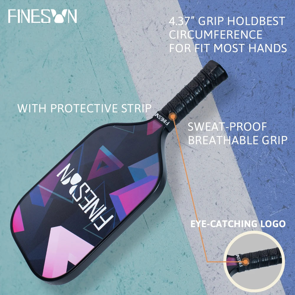 Picklebal set,Paddles 16mm Large Sweet Spot PP Honeycomb Core 4 Balls Rubber Edge Outdoor Indoor