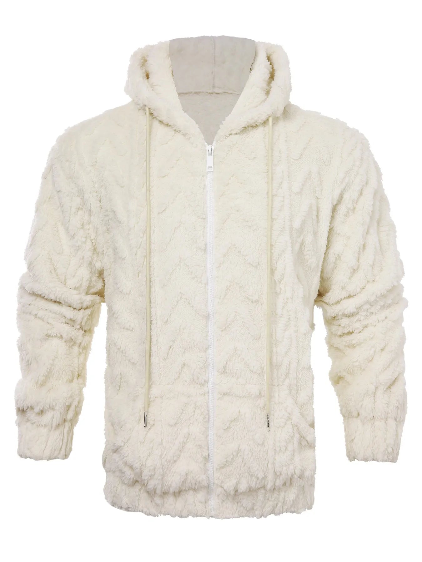 Men's letter drawstring hooded jacket, jacquard velvet fabric, soft,comfortable, double pocket