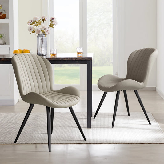 2 Dining Chairs, Modern, Comfortable Backrest Thickeneded Soft Cushion.19inch High, Metal Feet
