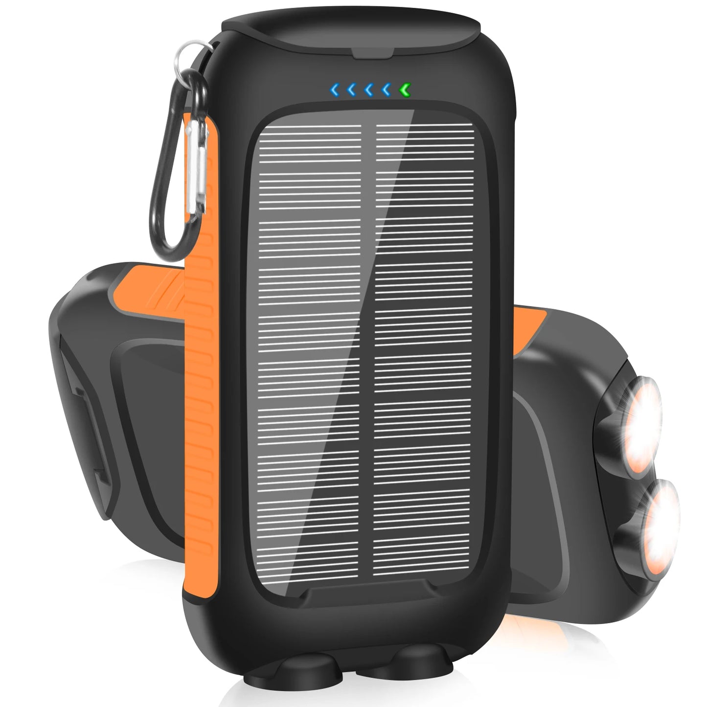 10000mAh Solar Power Bank Waterproof Fast Charge Dual USB charger LED Light for Camping Hiking