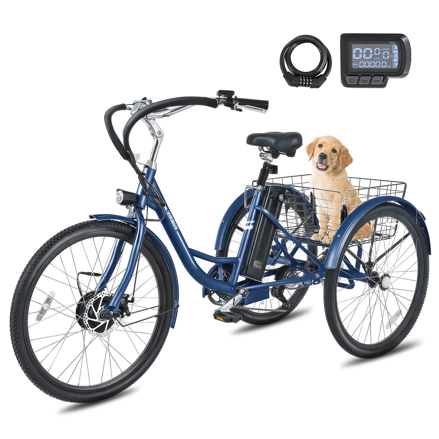 24''/26" Electric Tricycle , 7 Speed , 350W Motor UL Certified 36V 13Ah Battery