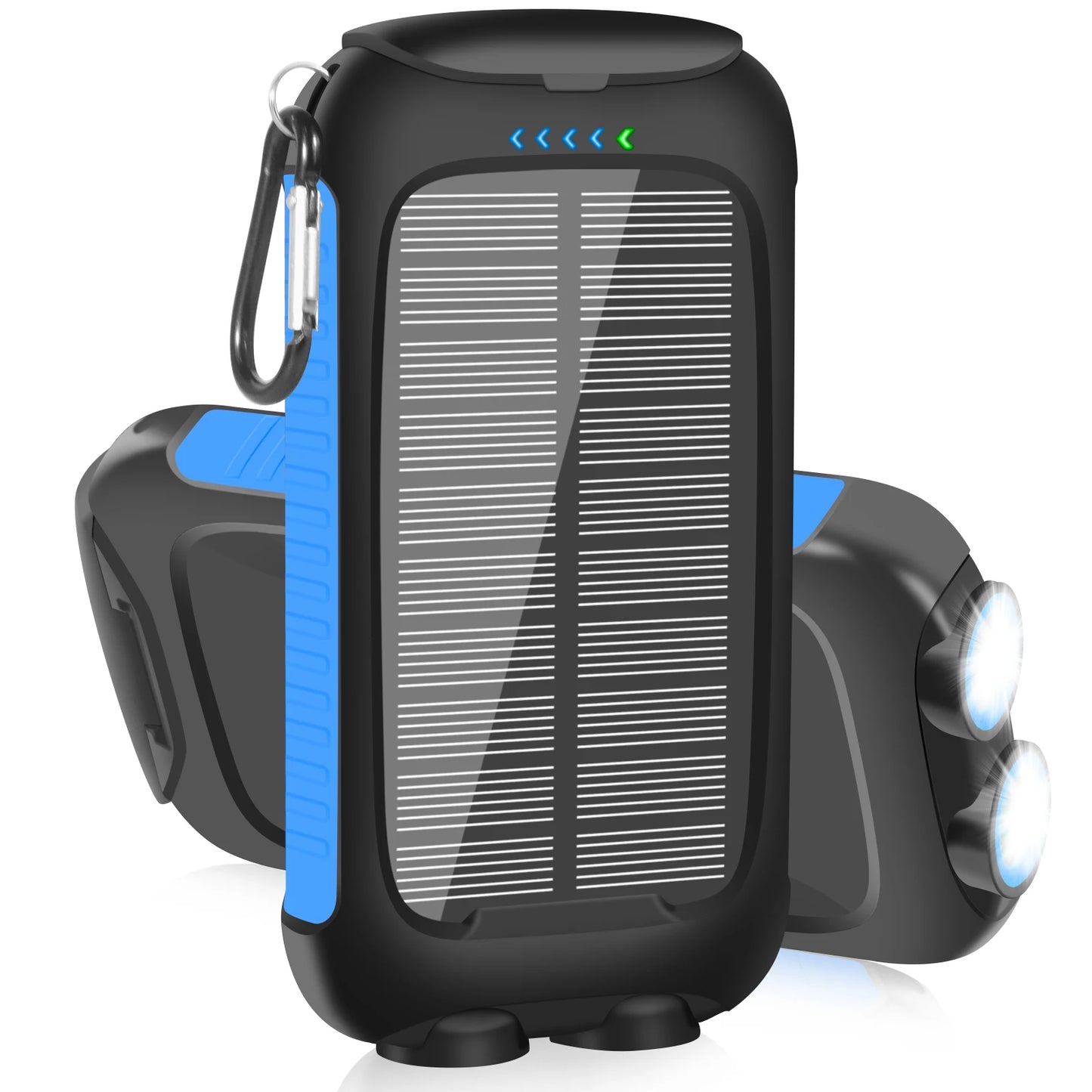10000mAh Solar Power Bank Waterproof Fast Charge Dual USB charger LED Light for Camping Hiking