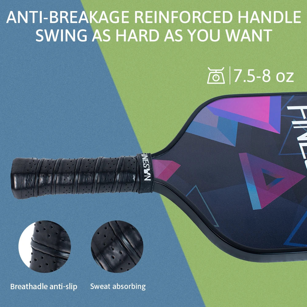 Picklebal set,Paddles 16mm Large Sweet Spot PP Honeycomb Core 4 Balls Rubber Edge Outdoor Indoor