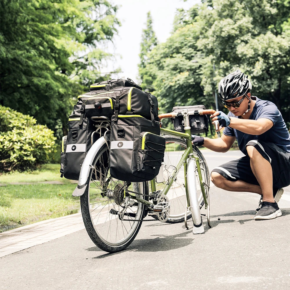 Rhinowalk Bike Trunk Bag 3 in 1 Big Capacity, Double Side Rear Rack Seat, city,travel,mountain