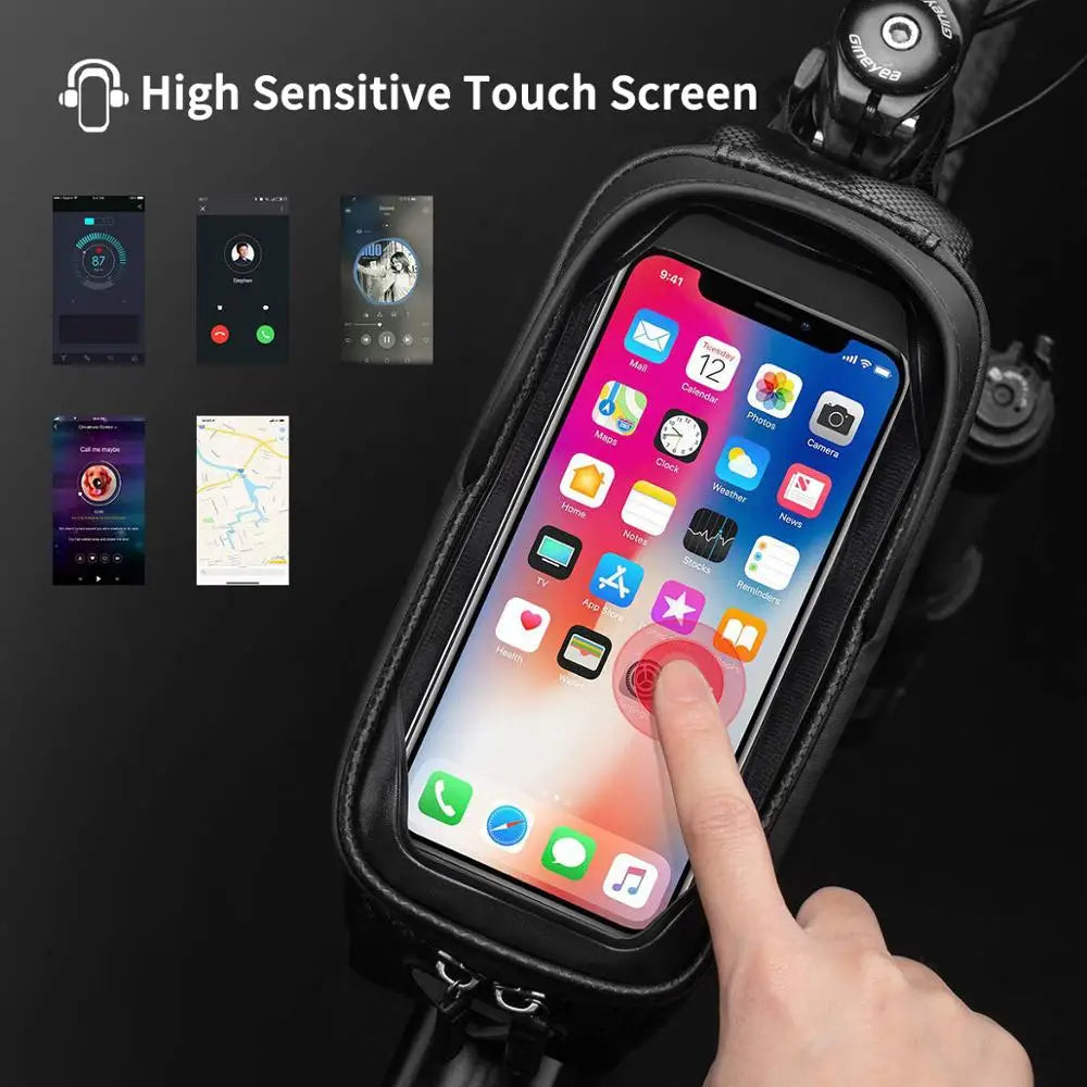 ROCKBROS Bicycle Bag Waterproof Touch Screen Bag Top Front Tube Frame MTB Road Bike 6.5 Phone Case