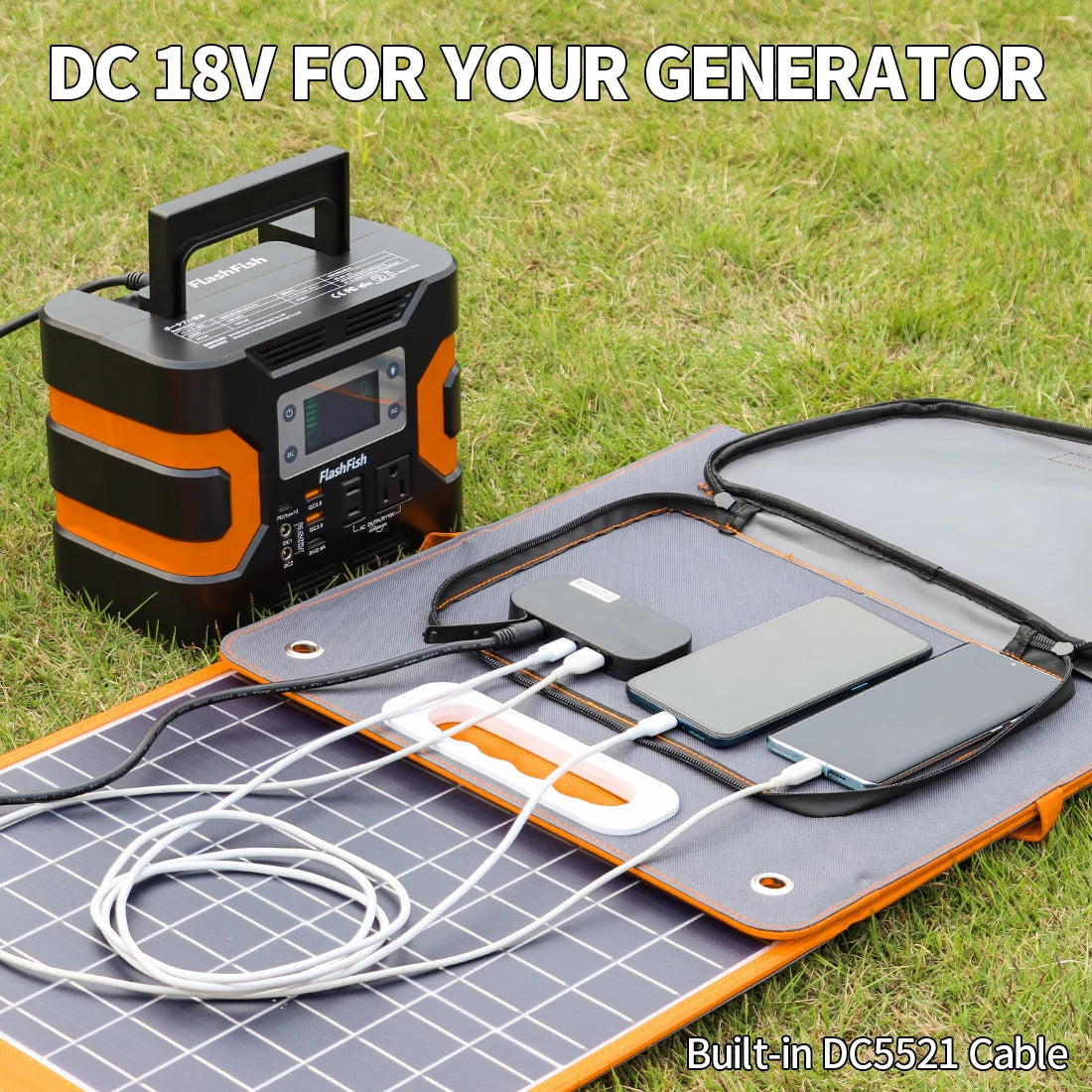 Portable Solar Panel 60W 18V Solar Charger Foldable Battery DC Output PD Type-c for Solar Gener