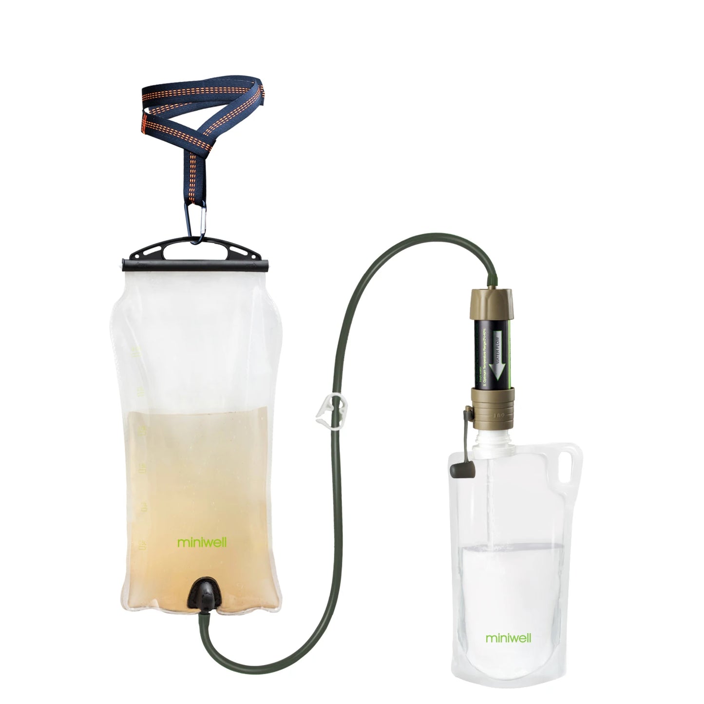 miniwell Outdoor Portable Gravity Water Filter System, Water Reservoir,hiking,camping,survival