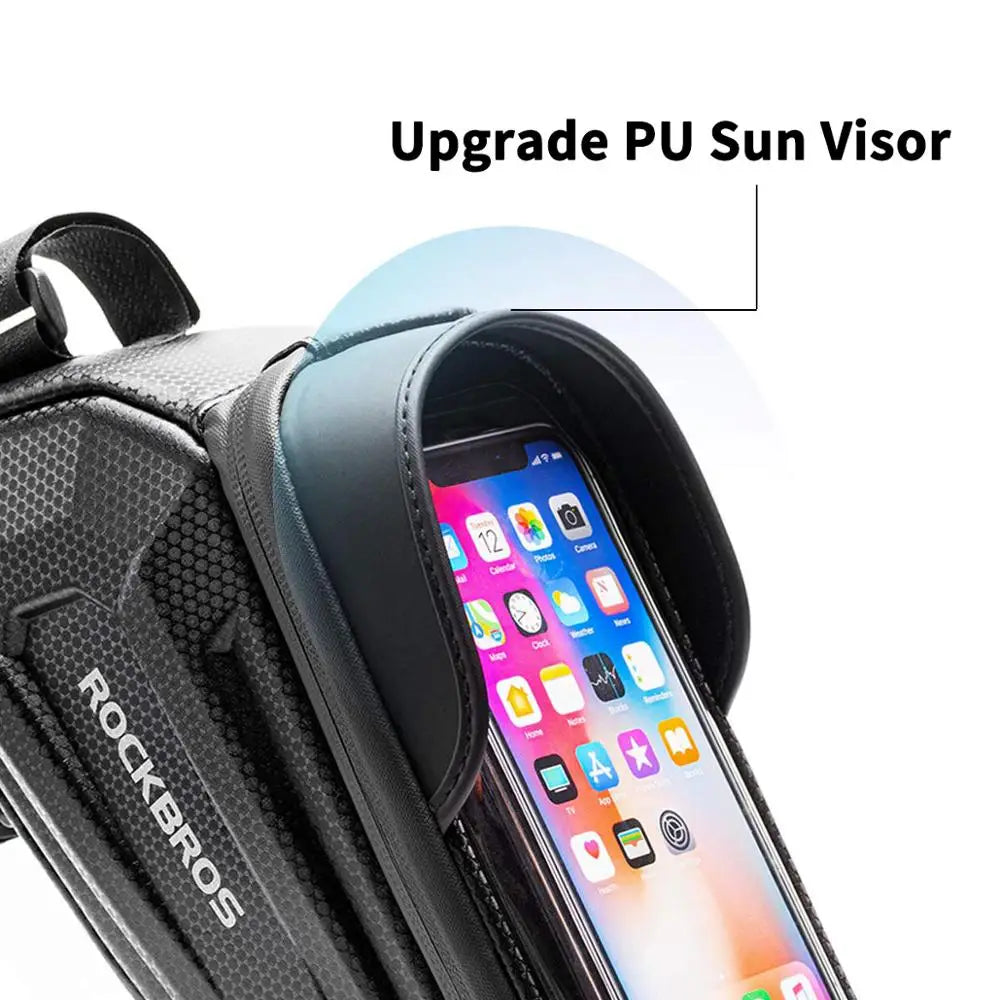 ROCKBROS Bicycle Bag Waterproof Touch Screen Bag Top Front Tube Frame MTB Road Bike 6.5 Phone Case