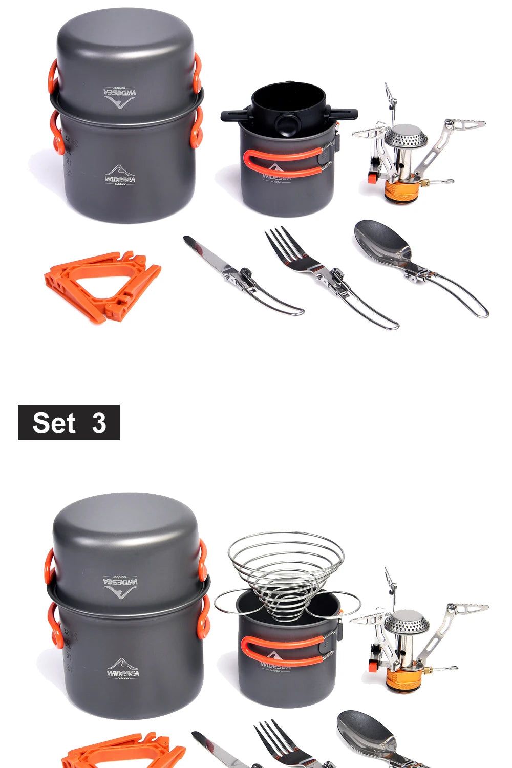 Camping Cookware Set Tableware Burner Stove Folding Knife Fork Portable Pot