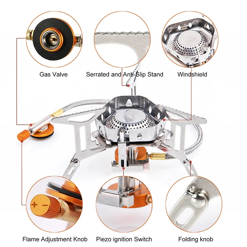 Camping Wind Proof Gas Burner Strong Fire Stove-Heater Tourist Kitchen Survival Trips