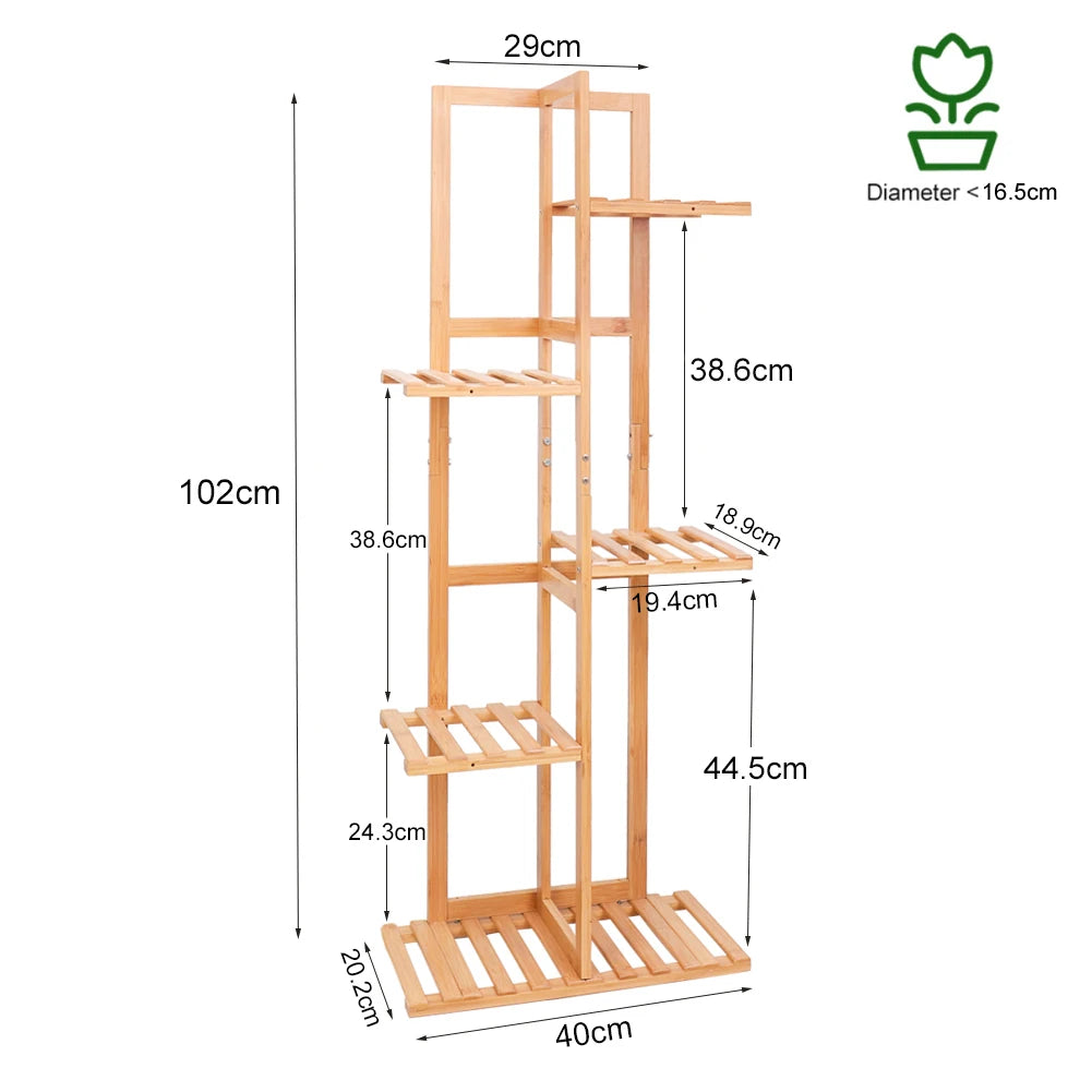 Bamboo 5 / 6 Tier Plant Stand Rack Multiple Flower Pot Holder Display Shelving Unit for Patio