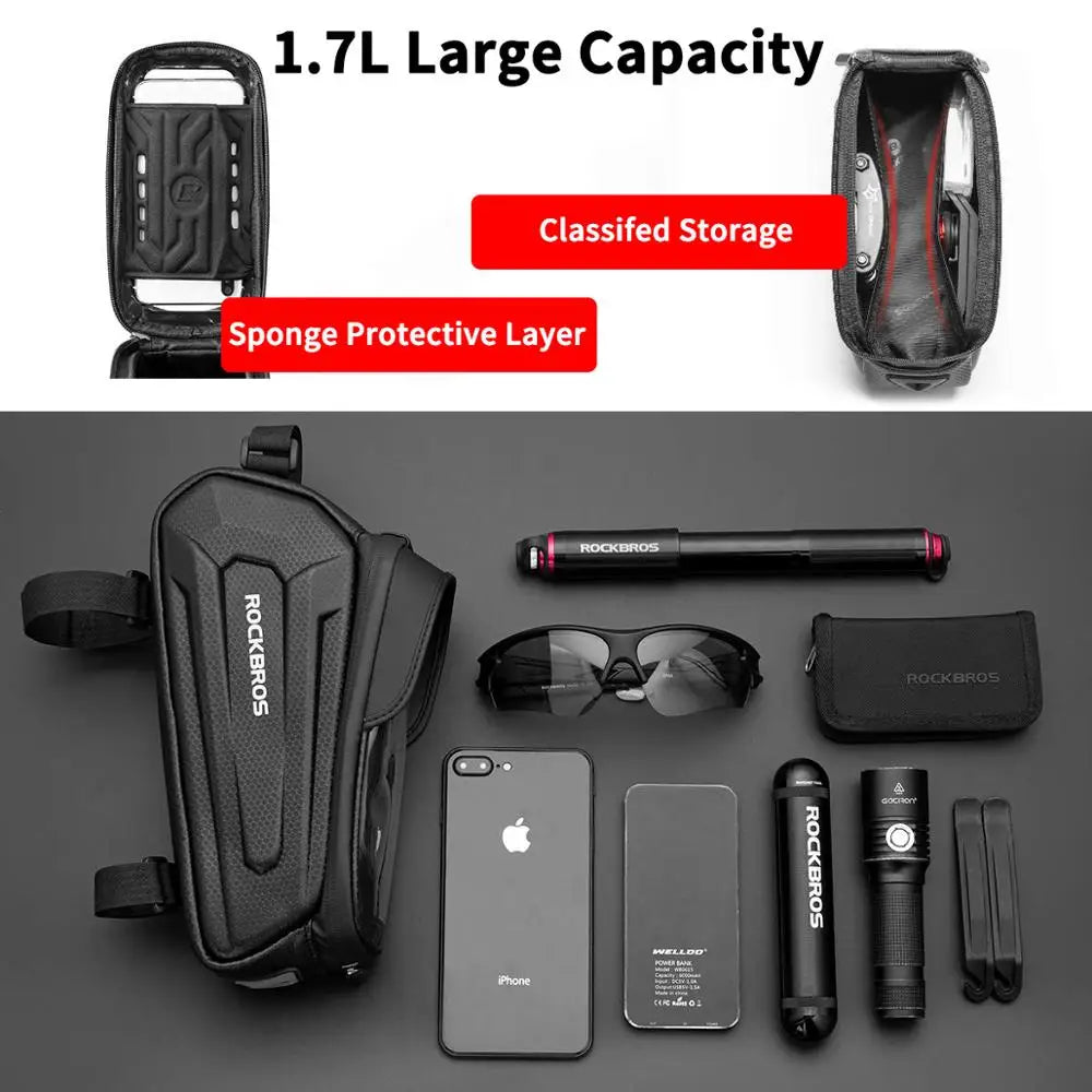 ROCKBROS Bicycle Bag Waterproof Touch Screen Bag Top Front Tube Frame MTB Road Bike 6.5 Phone Case