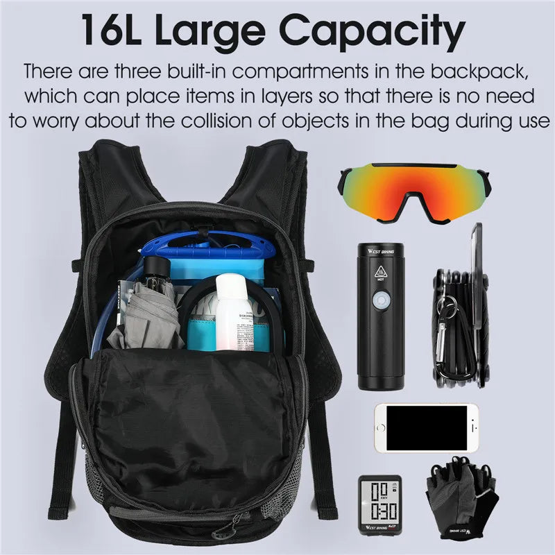 16L Cycling Hydration Backpack Waterproof Ultralight Mountaineering Hiking Travel Bike