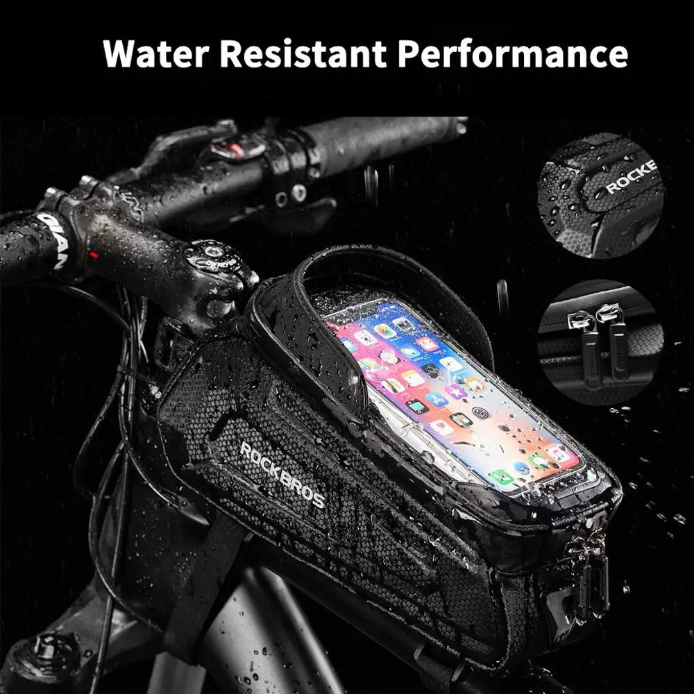 ROCKBROS Bicycle Bag Waterproof Touch Screen Bag Top Front Tube Frame MTB Road Bike 6.5 Phone Case