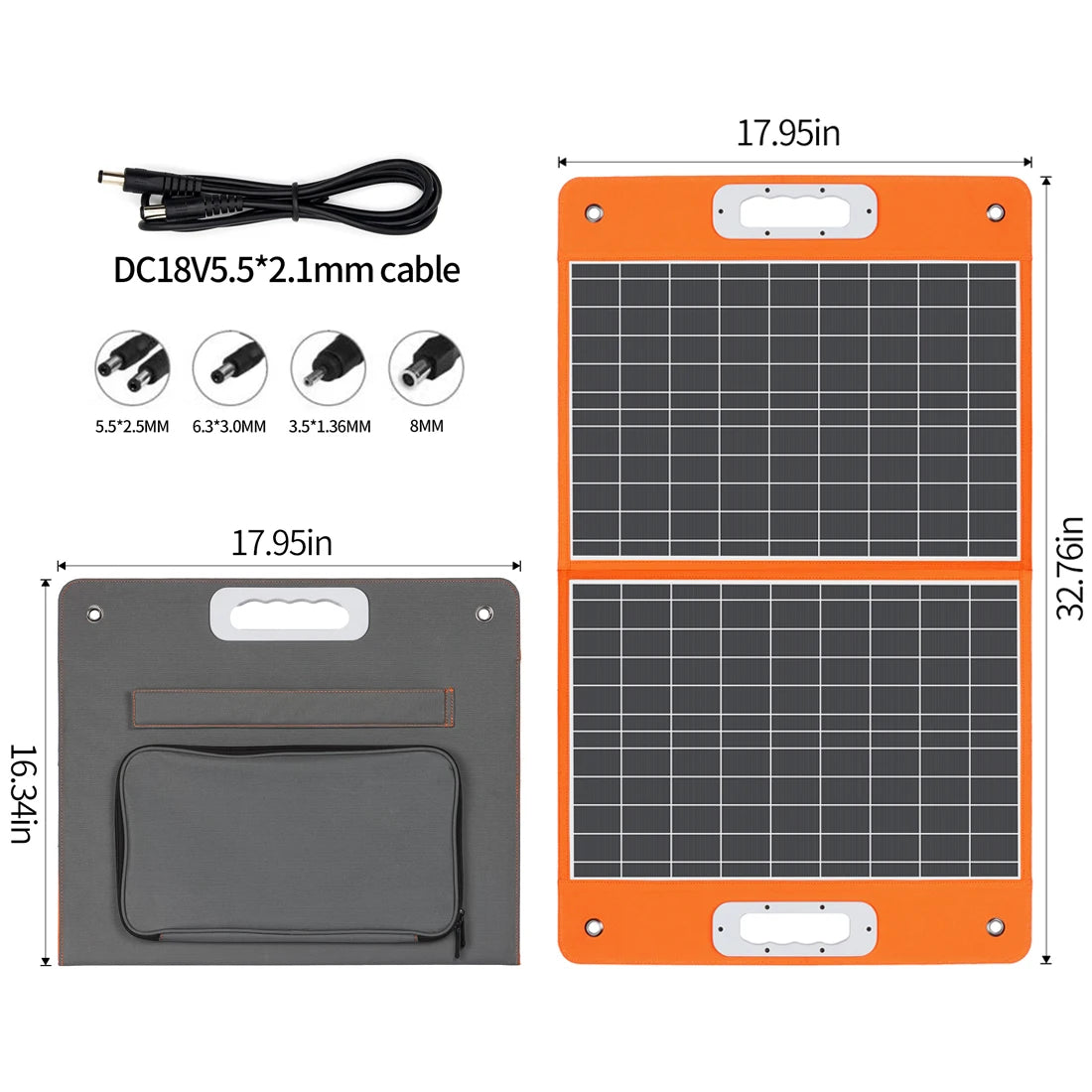 Portable Solar Panel 60W 18V Solar Charger Foldable Battery DC Output PD Type-c for Solar Gener