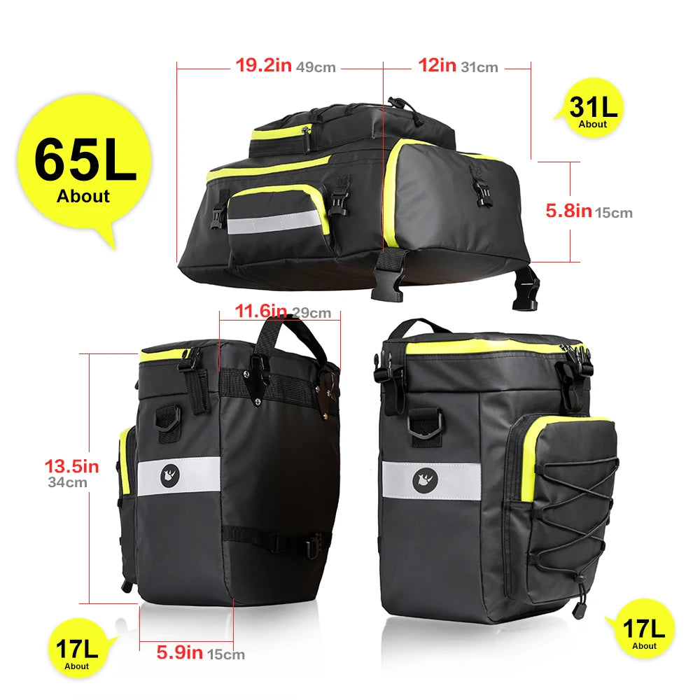 Rhinowalk Bike Trunk Bag 3 in 1 Big Capacity, Double Side Rear Rack Seat, city,travel,mountain