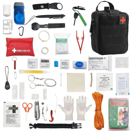 Survival First Aid Kit 250 Pieces Emergency Medical Trauma Bag for camping and Home Use