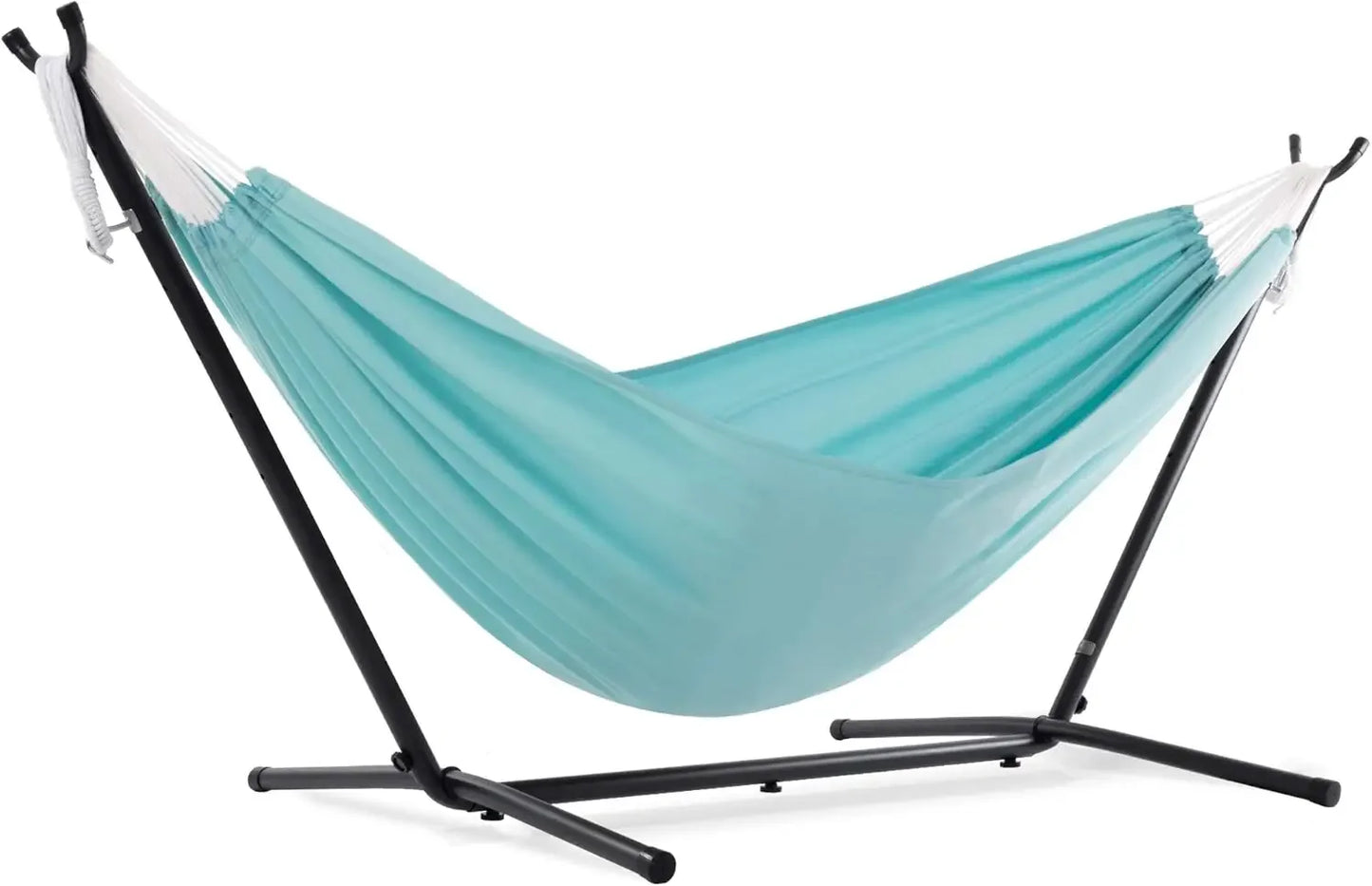Double Polyester Hammock with Space Saving Steel Stand and Premium Carry Bag - 450 lb Capacity