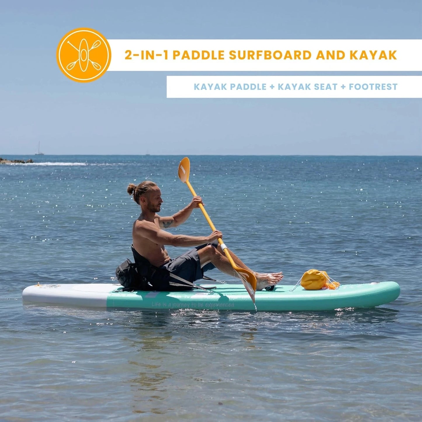 Inflatable Paddle Board with Premium Accessories - IAdults with Kayak Seat and 2-in-1 Oar