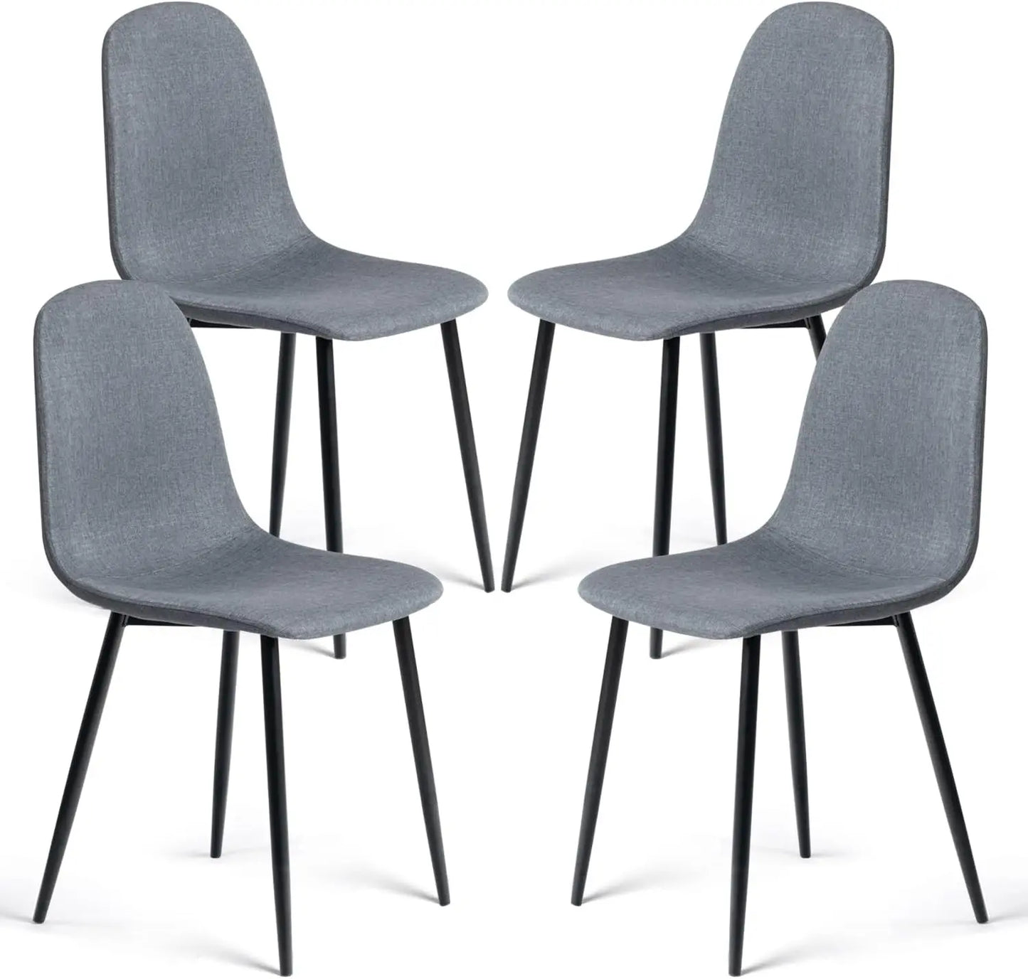6 Dining Chairs, Fabric Suede,Kitchen Chairs Mid-Back with Metal Legs