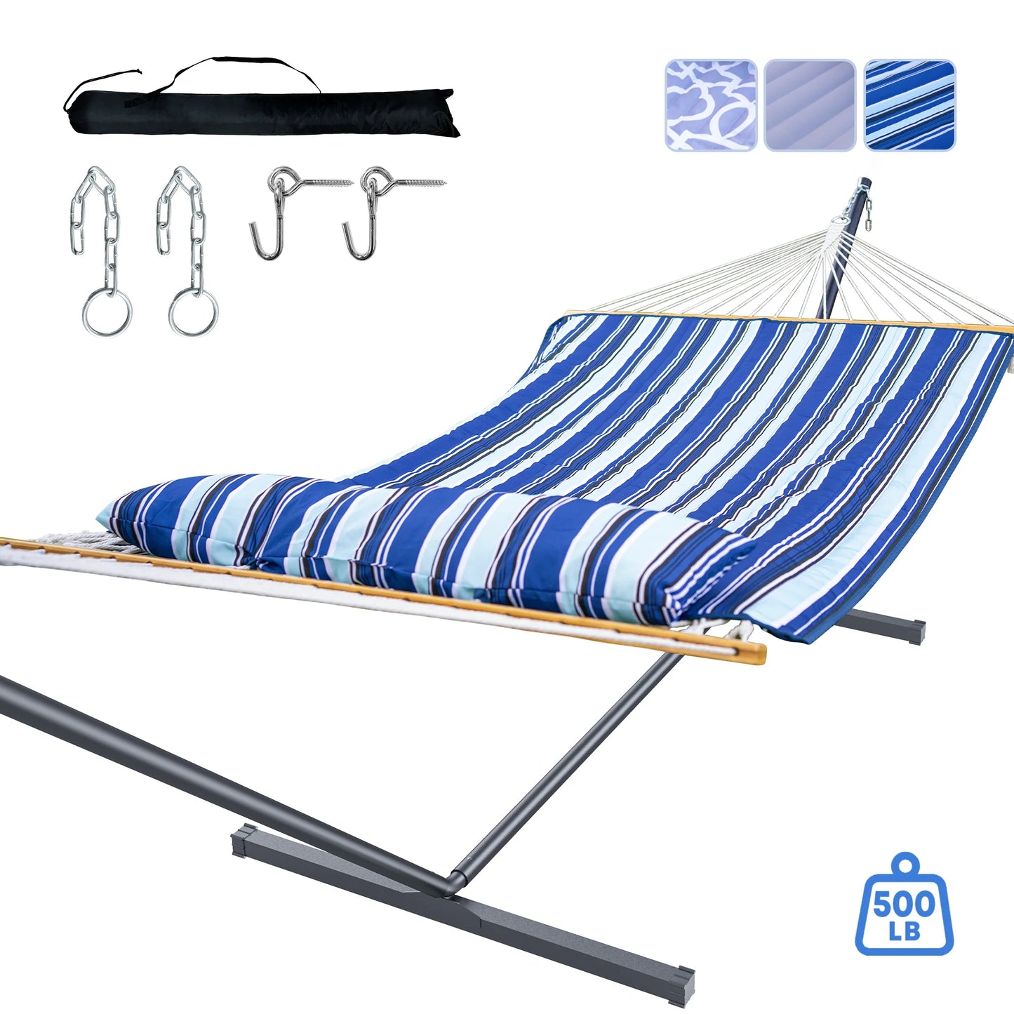 Heavy-Duty Outdoor Hammock,Steel Stand.Detachable for Versatile Use - Ideal for Courtyard,+++