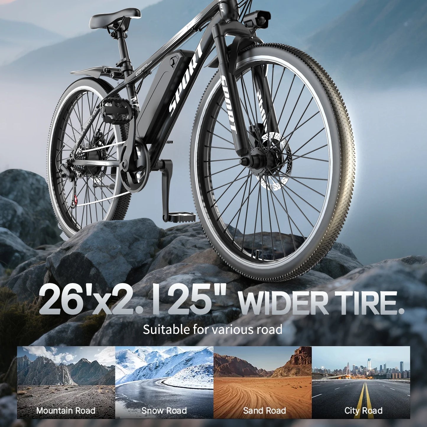 26''Electric Bike, 700W Peak Motor,20MPH 35Mi ,480Wh Removable Battery, 7-Speed& LCD Display