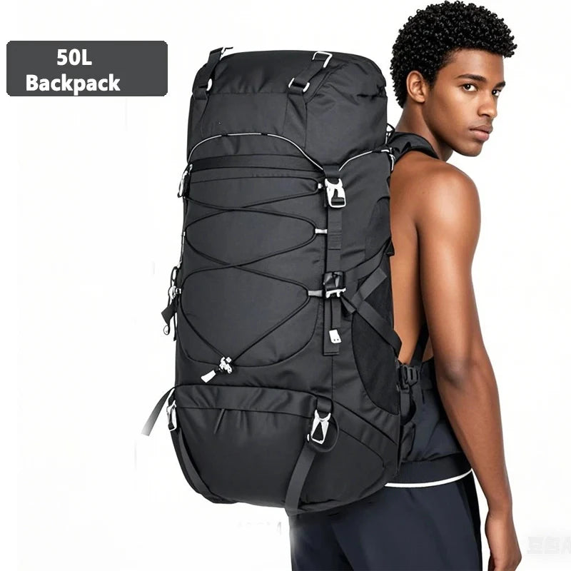 Men's Hiking Backpack, Camping Mountaineering Trekking Sports Backpacks 50L Waterproof Rucksack