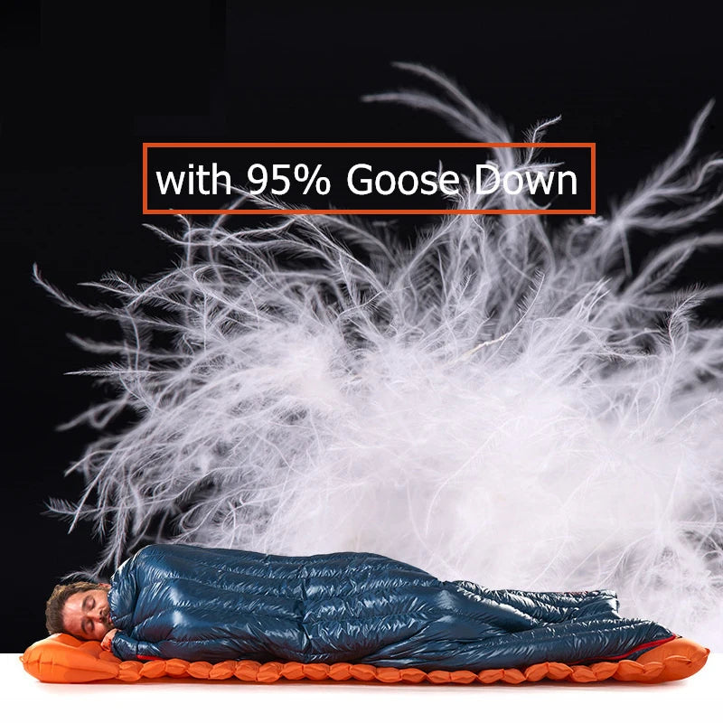 Goose Down Sleeping Bag Camping Ultralight Winter Waterproof