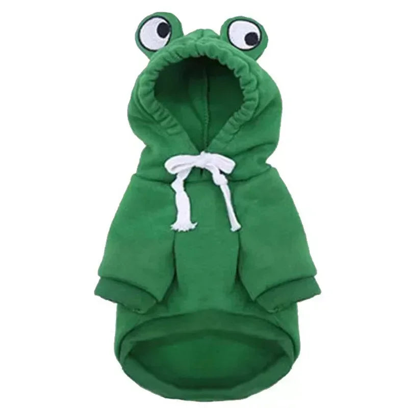 Dog Frog Costume, Dog Hoodies Warm Puppy Autumn Winter Apparel Jumpsuit with Eye Hood