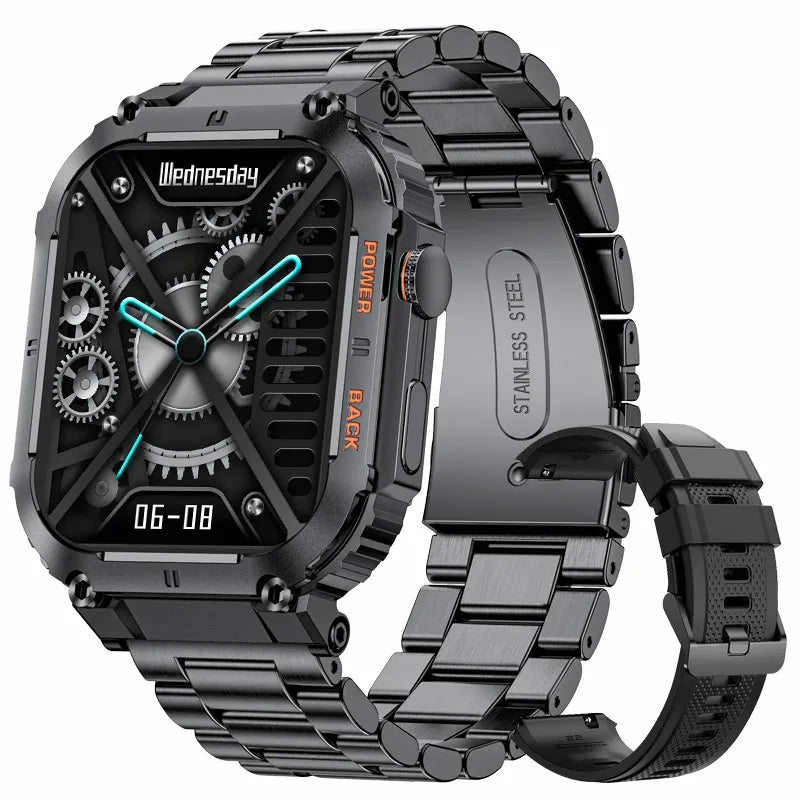 Outdoor Sports Fitness Smartwatch Men 1.96 Inch Screen Bluetooth Waterproof Watches Blood Oxygen