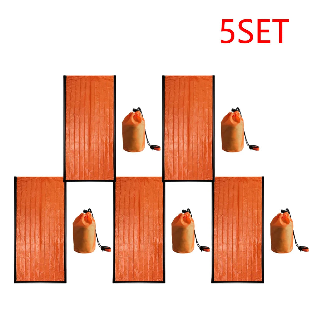 2-5 set Survival Sleeping Bag Thermal Survival Gear for Camping Hiking Outdoor Adventure