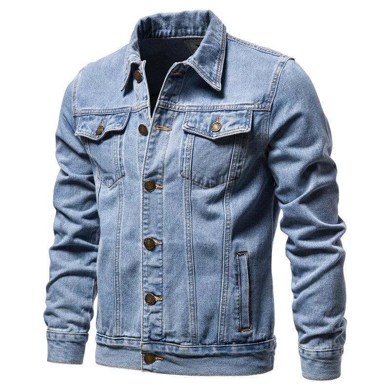 New Autumn Men's Casual Workwear Jeans Jacket Loose Casual Versatile Youthful Male