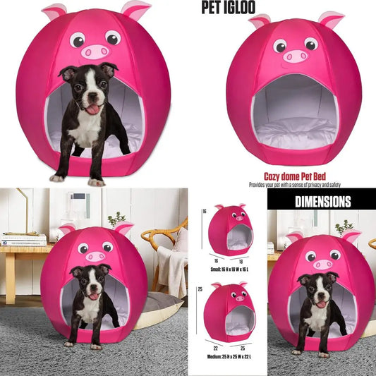 cozy igloo-style dog bed for medium pets with plush interior and pillow insert