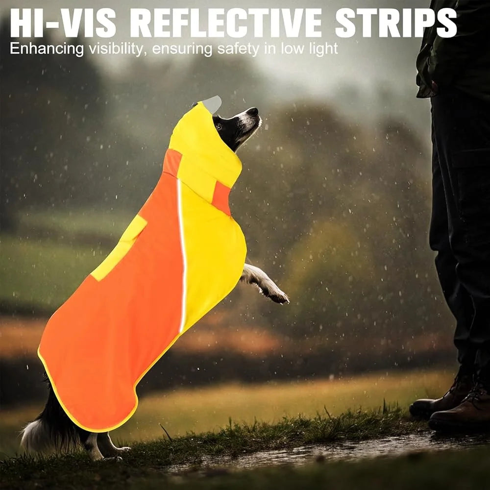 Dog Raincoat Waterproof Adjustable Reflective Strips Medium Large Dogs Breathable Snowproof