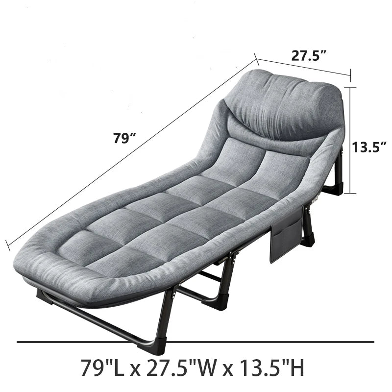 Sleeping Cots, Adults 6 Position,Portable & Foldable, Mattress /Pillow, Heavy Duty Sturdy Frame