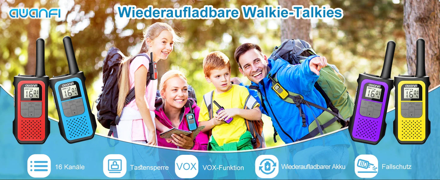 Walkie Talkies 3 Pack Rechargeable,1200mAh Li-ion Battery,Kids, Walky Talky,Camping