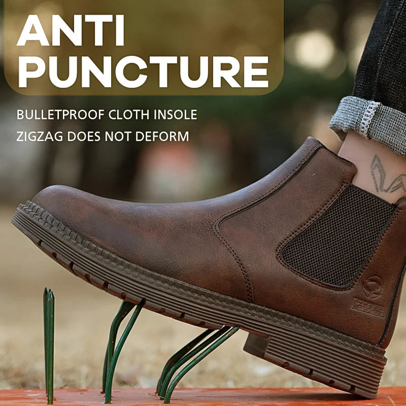 Anti-smash and anti-puncture work shoes high top four seasons safety shoes