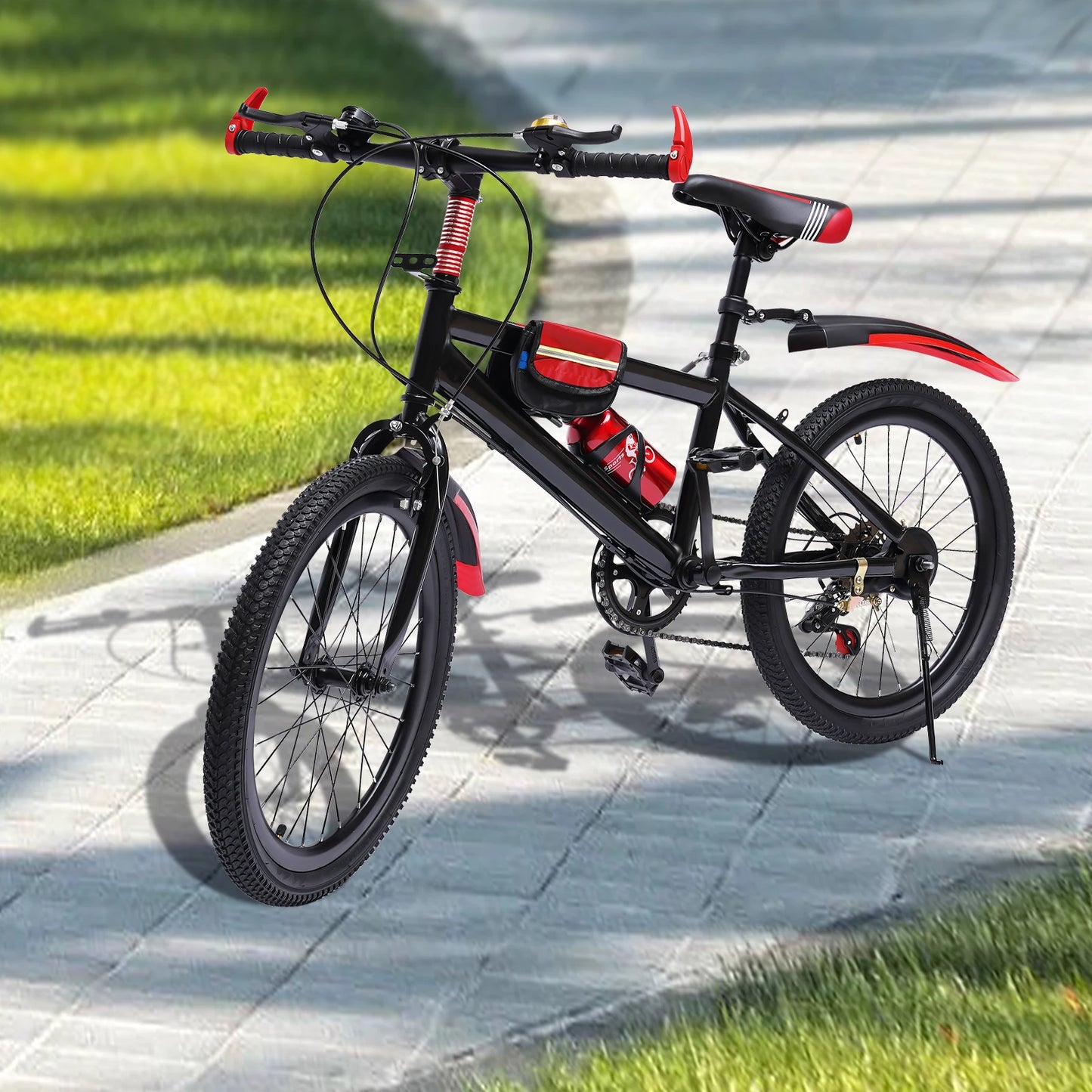 20" Mountain Bike 7 Speeds Kids Bicycle Dual-Disc Brakes Height Adjustable MTB Boys Girls