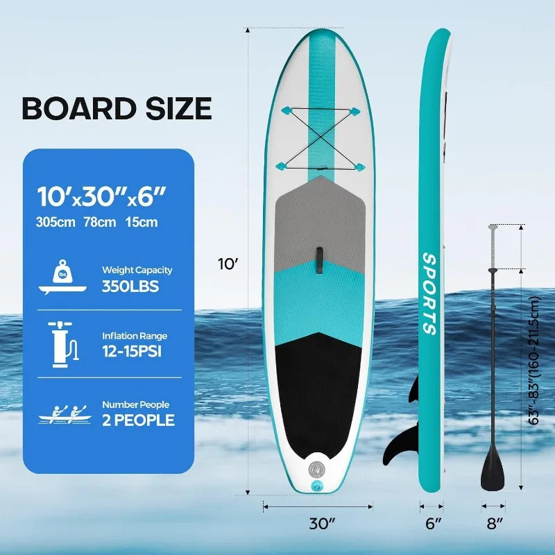 Inflatable Stand Up Paddle Board Ultra-Light 10' × 30" × 6" with Premium SUP adustable Paddle Hand