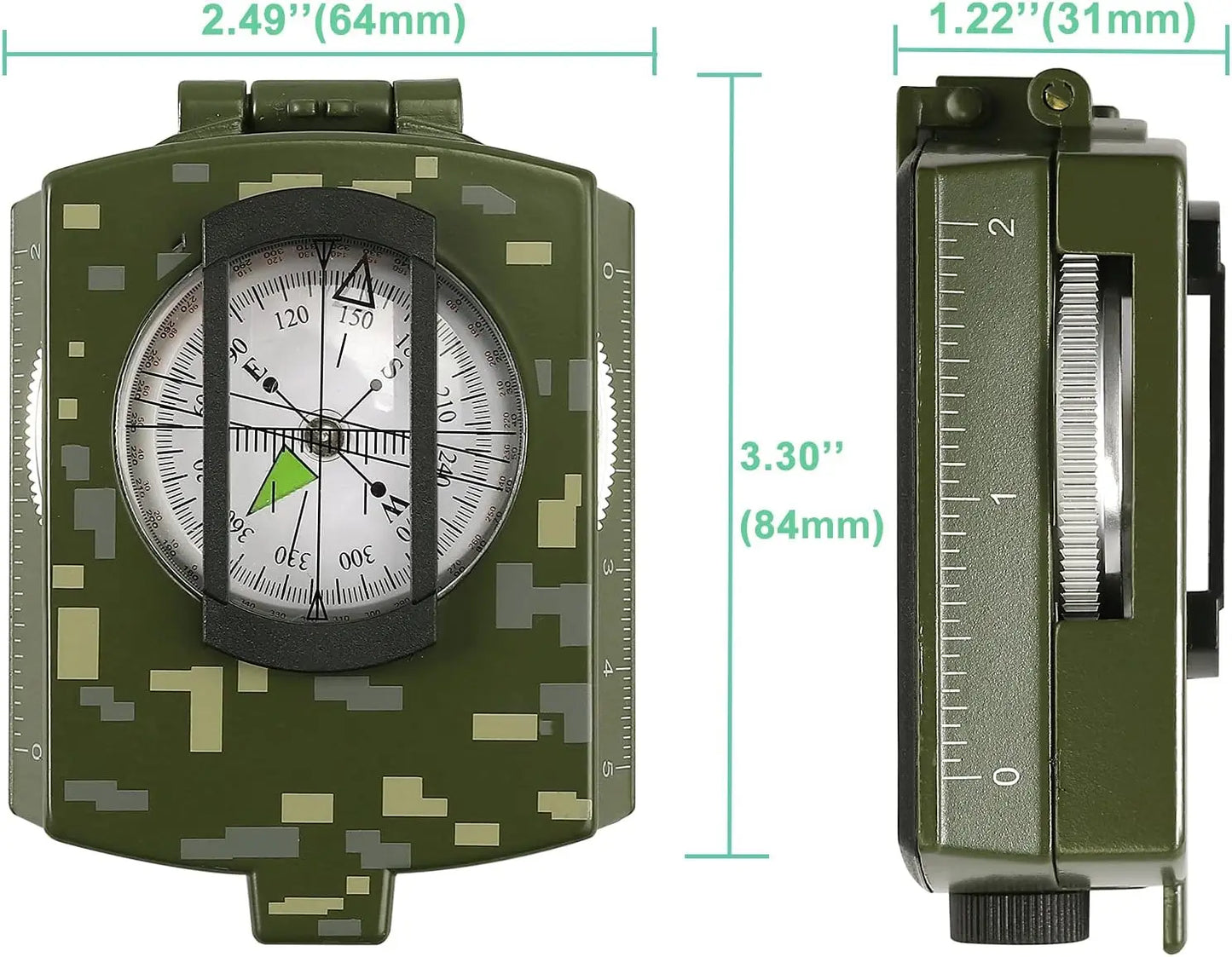 Compass, Military, Waterproof, Sighting, Bubble Levels, Carrying Bag, Hiking, Climbing, Biking.