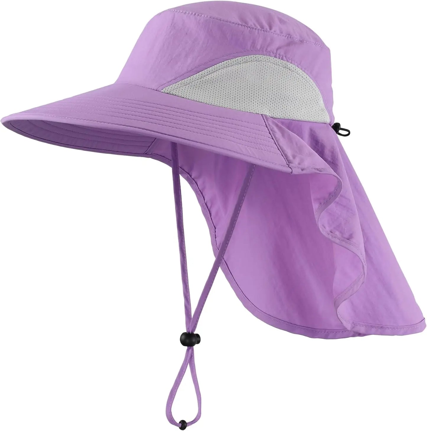 Outdoor UPF50+ Sun Hat Wide Brim Mesh Fishing Hat with Neck Flap