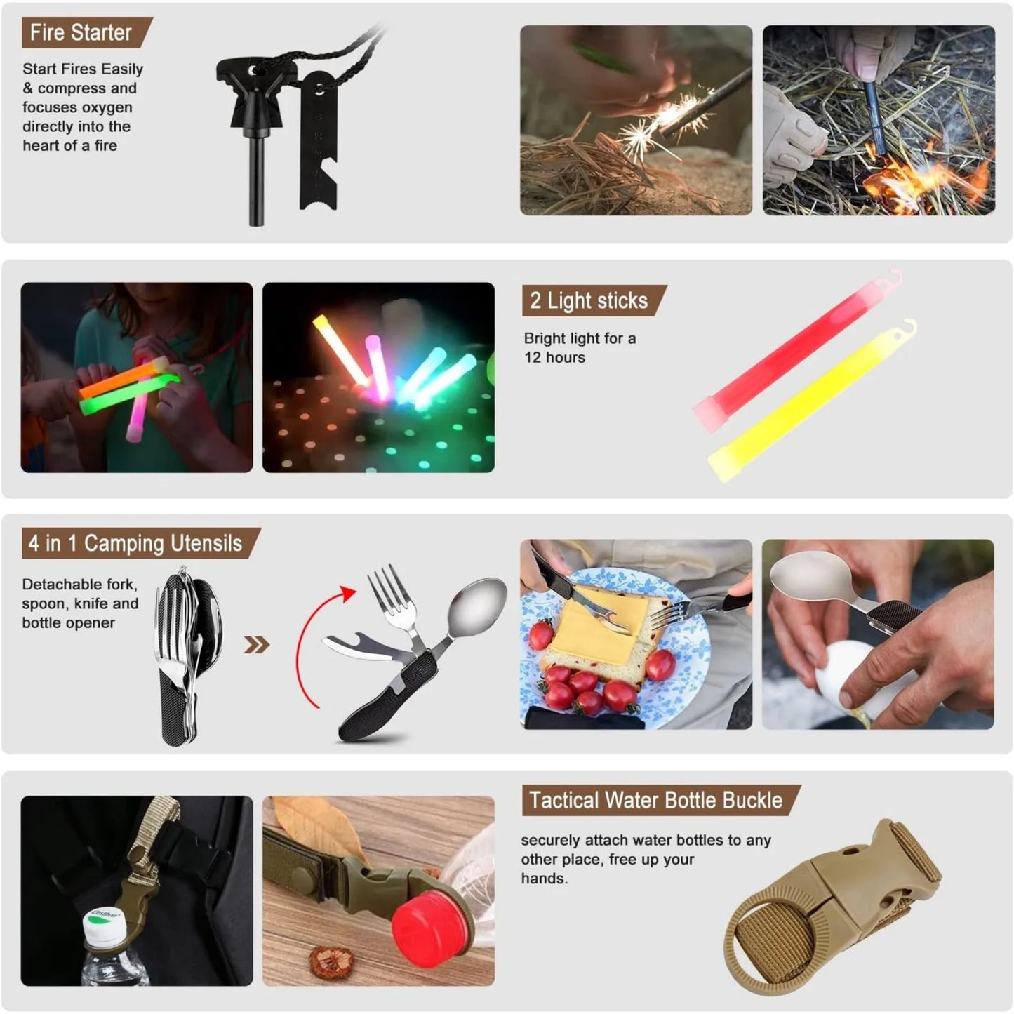 238Pcs Emergency Survival Kit, Professional Tool,Tactical Pouch and Emergency Tent for Earthquake