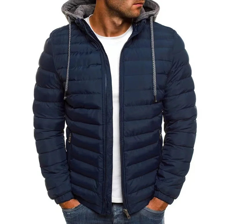 2024 Autumn And Winter Male Loose Overcoat Casual Sportswear Fashion Hooded Warm Zipper Jacket