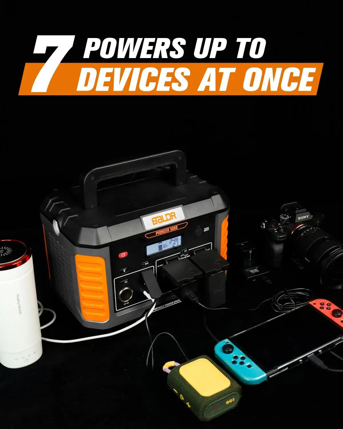 Portable Power Station 1000W Output 808Wh Capacity AC Outlet USB Ports Solar Charging Generator
