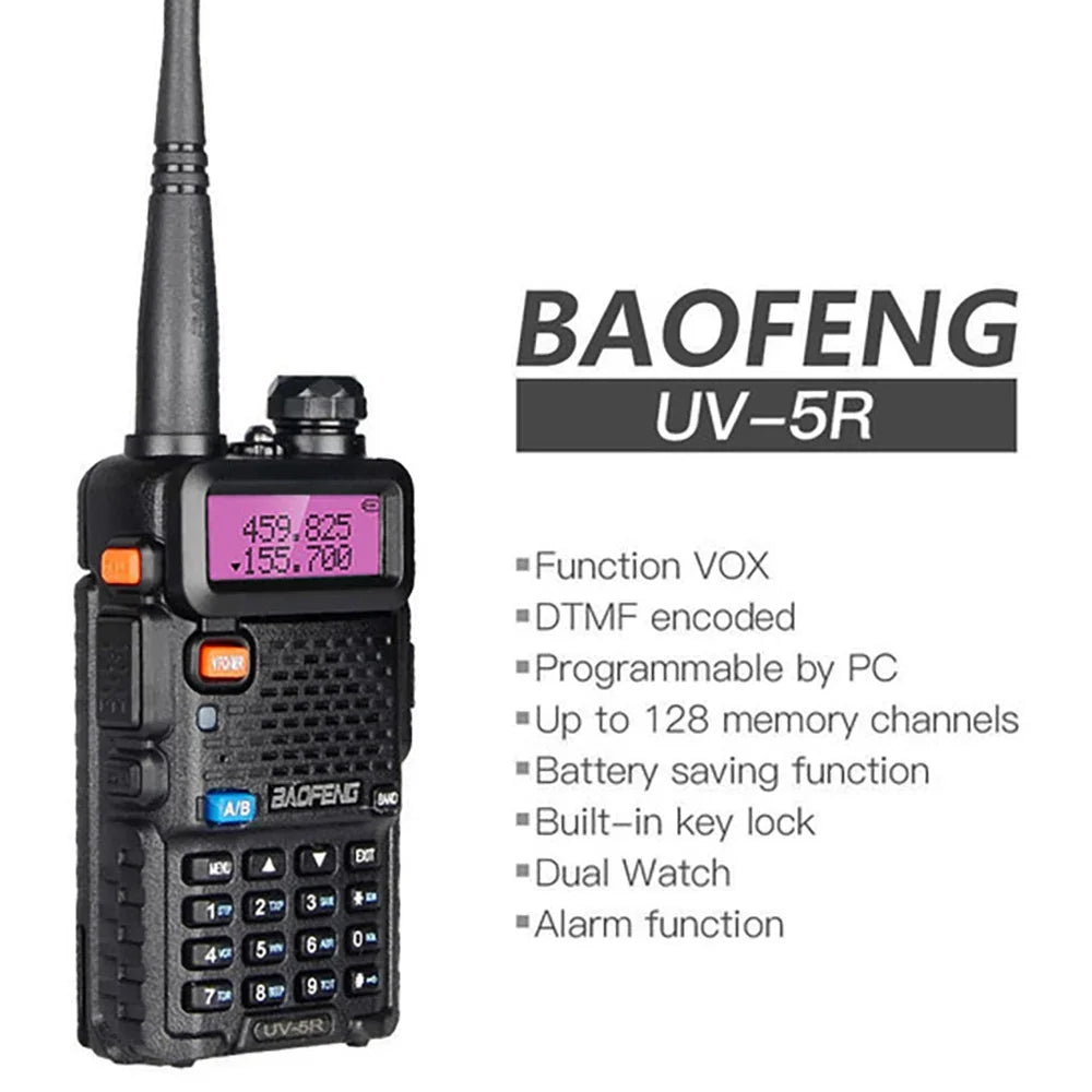 2pcs BAOFENG UV-5R 5W 8W High Power Dual Band Two Way Radio Long Range Handheld Talkies For Hunting