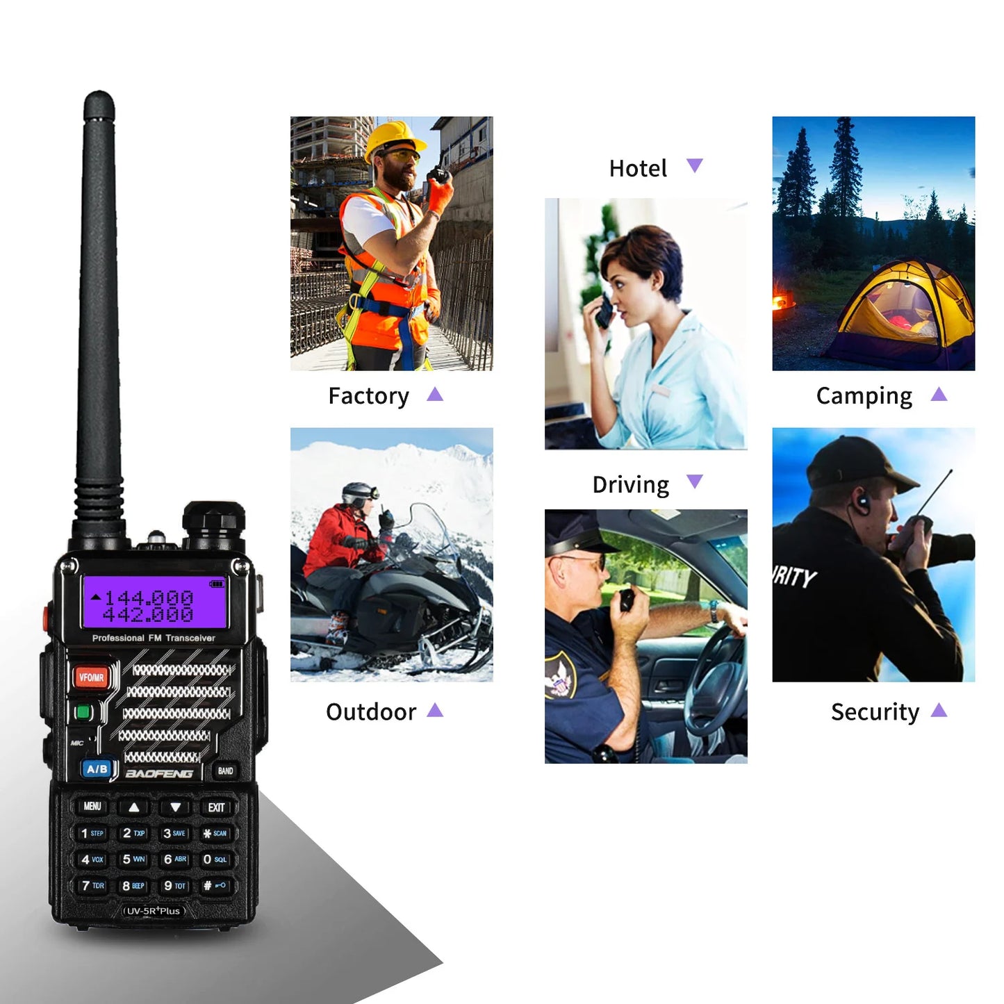 UV-5R+ Plus Two Way Radio, Long Range Adults Rechargeable, Earpiece, Walkie Talkie Outdoors