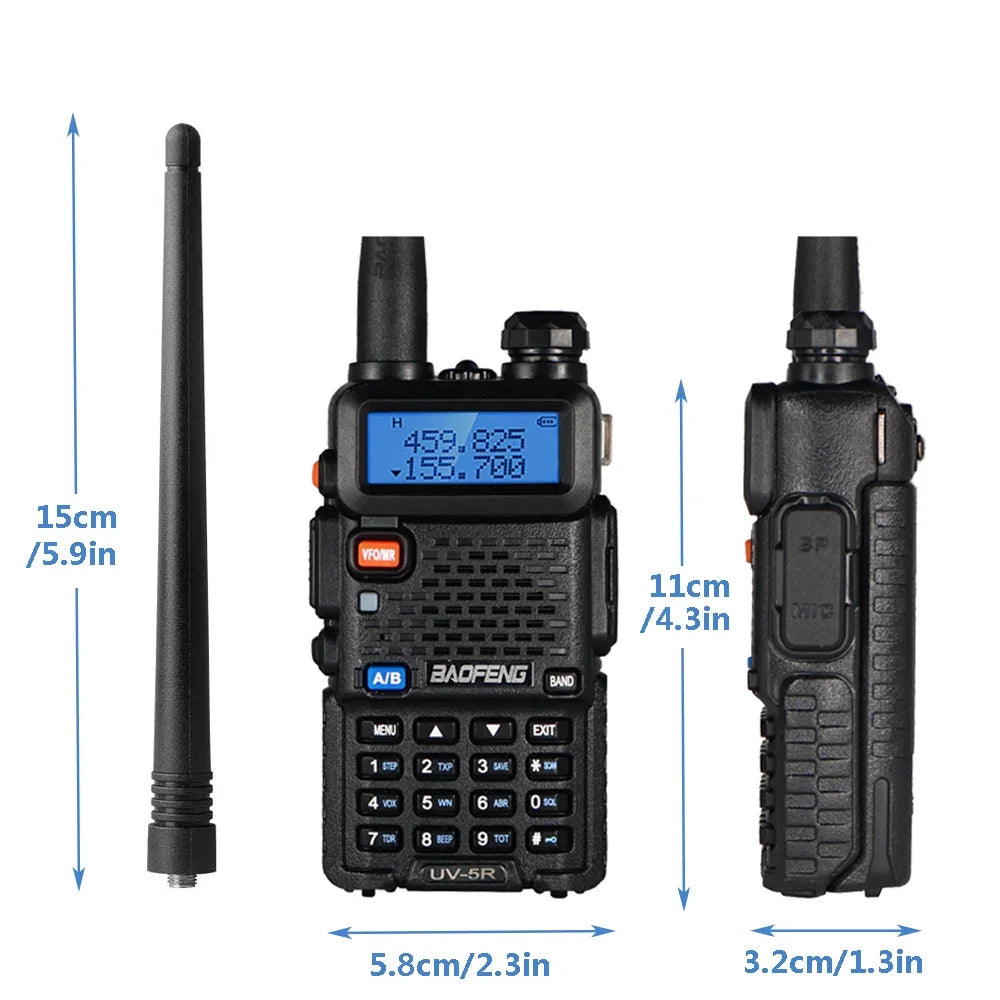 2pcs BAOFENG UV-5R 5W 8W High Power Dual Band Two Way Radio Long Range Handheld Talkies For Hunting