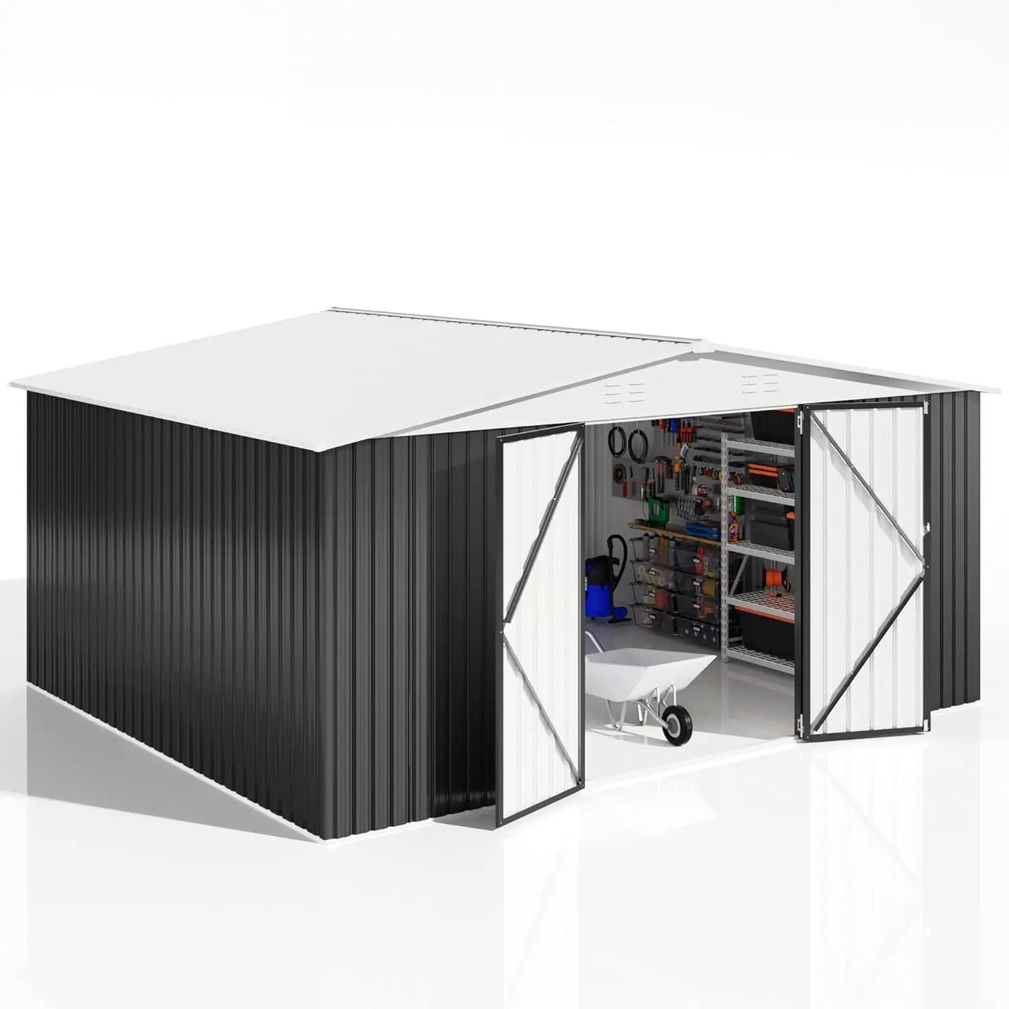 2025-hot12x14 FT Outdoor Storage Shed, Updated Frame Structure , Metal Tool Sheds, Backyard Garden