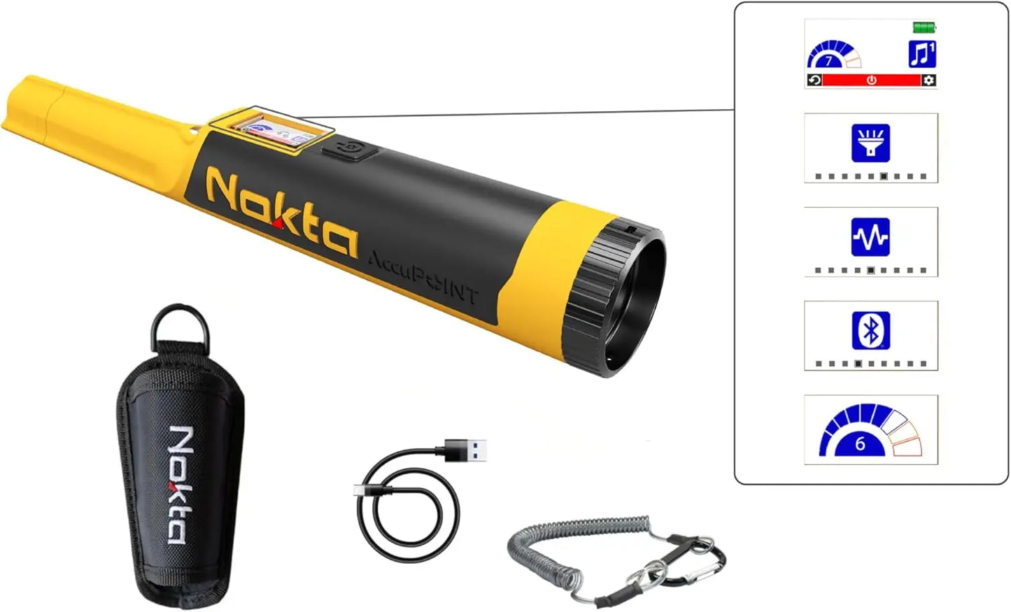 Ultra Waterproof Metal Detector,Carbon Fiber Shaft, 11” Search Coil,Metal Detector,Accupoint Pinpoin