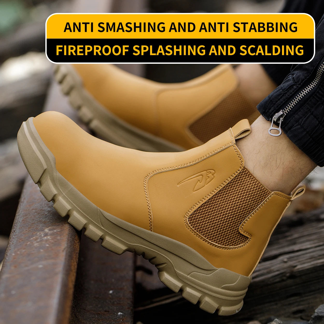 Waterproof Men's Safety Work Boots Steel Toe Anti Impact, Anti-Puncture